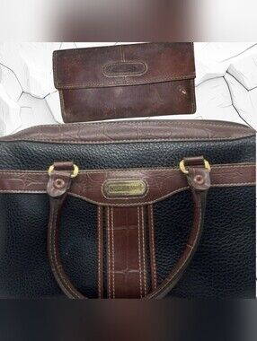 Carryland Black and Brown Leather Duffel Bag & Fossil Wallet